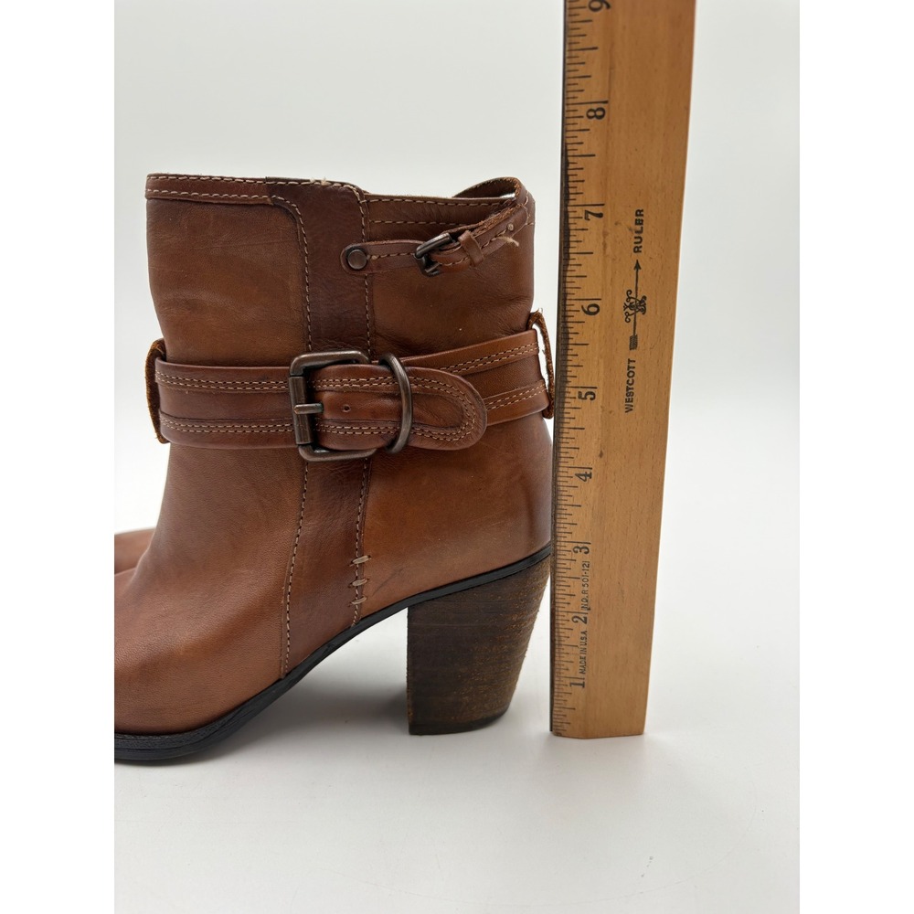 Sofft Womens Brown Leather Buckle Ankle Boots Block Heel Side Zip Booties Size 6 - Picture 9 of 15